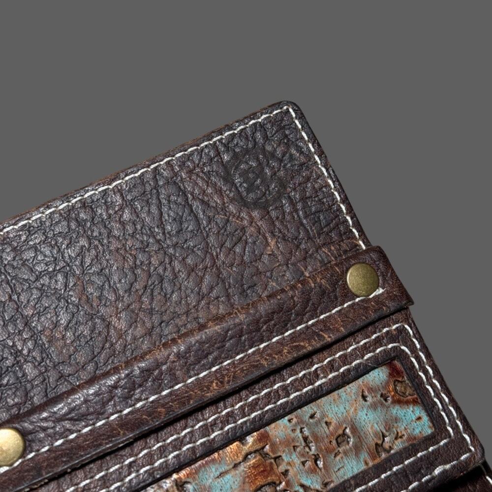 Handcrafted Leather Arrow Pocket Quiver Turquoise Inlay Traditional - Picture 4 of 13